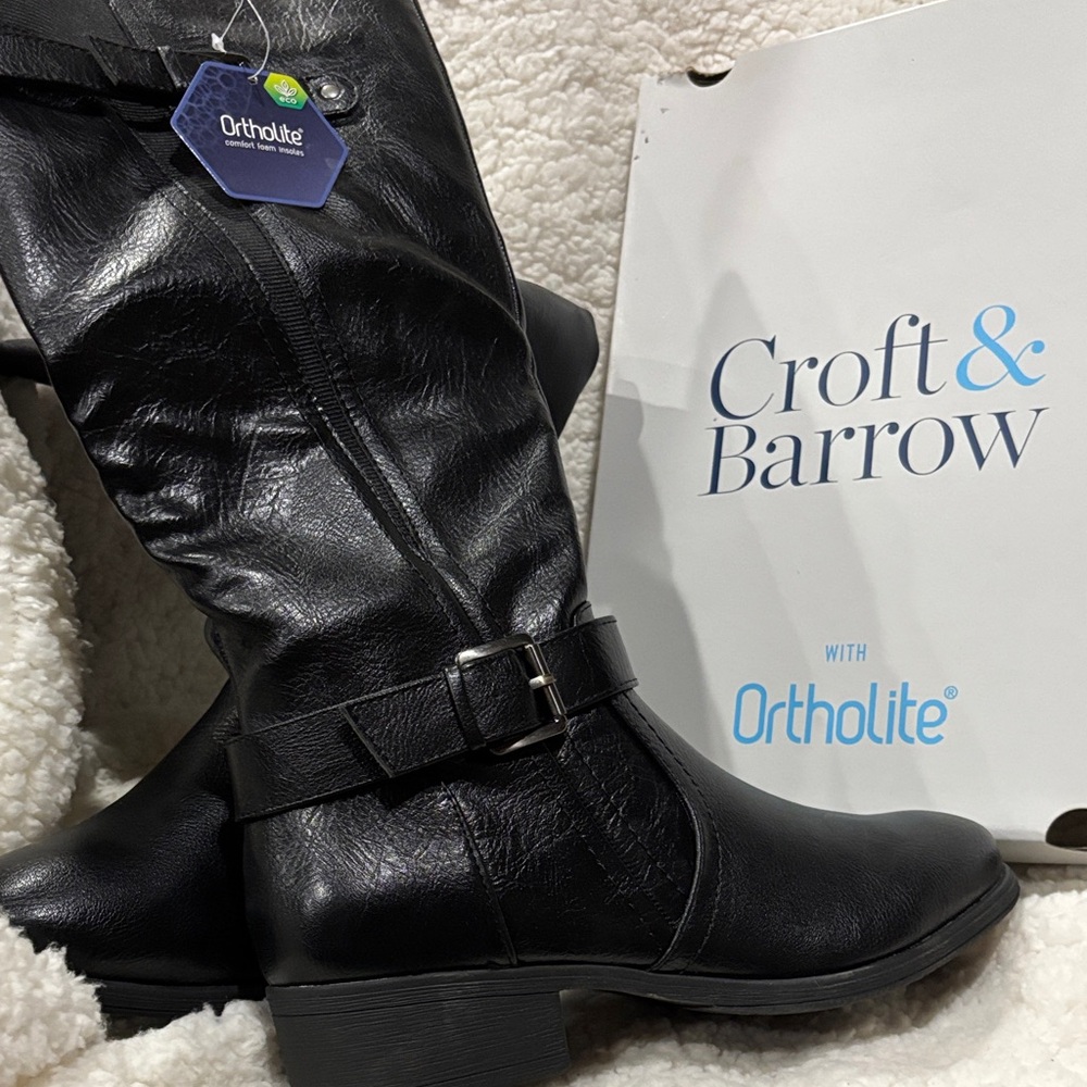 croft & barrow Black Mid-Calf Heeled Boots